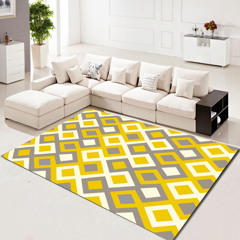 Multi Color Simplicity Rug Polypropylene Geometrical 3D Printed Carpet Machine Washable Non-Slip Pet Friendly Rug for Living Room