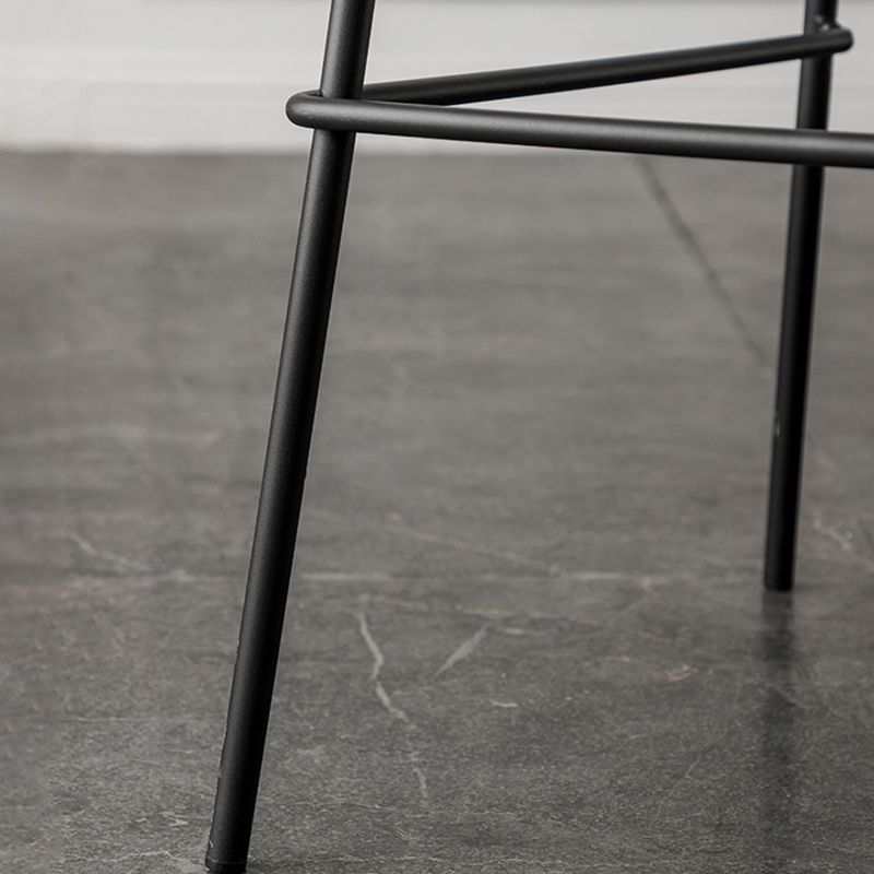 Industrial Iron Legs Bar Stool PU Leather Low Back Barstools for Living Room