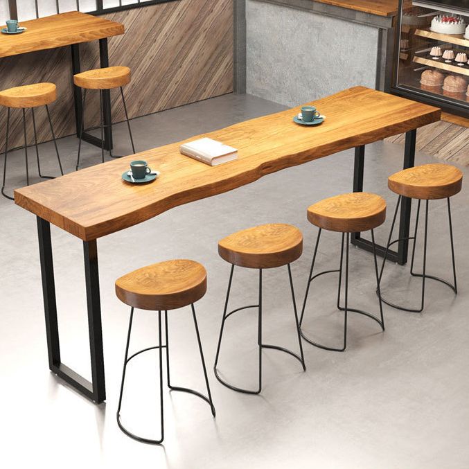 Industrial Rectangle Pub Table Set 1/2/5 Pieces Wooden Bar Table with Backless Stools