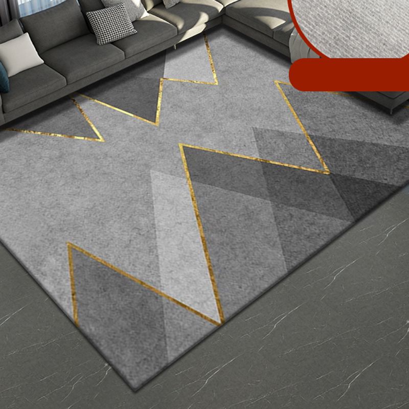 Light Grey Graphic Rug Blending Modern Indoor Rug Non-Slip Backing Rug for Living Room