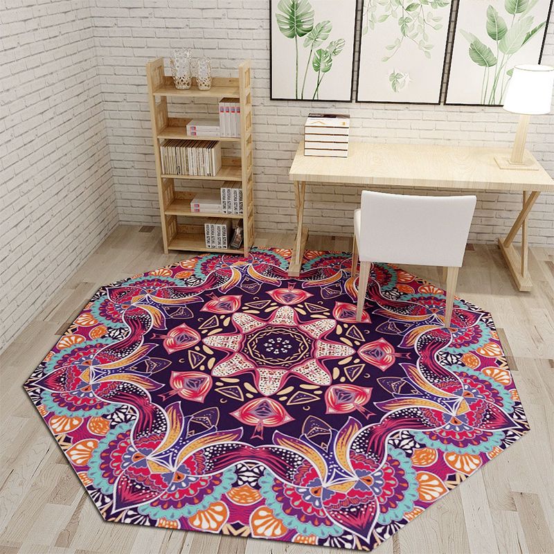 Fancy Geometric Print Rug Multi Colored Polyster Indoor Rug Easy Care Pet Friendly Washable Area Rug for Bedroom