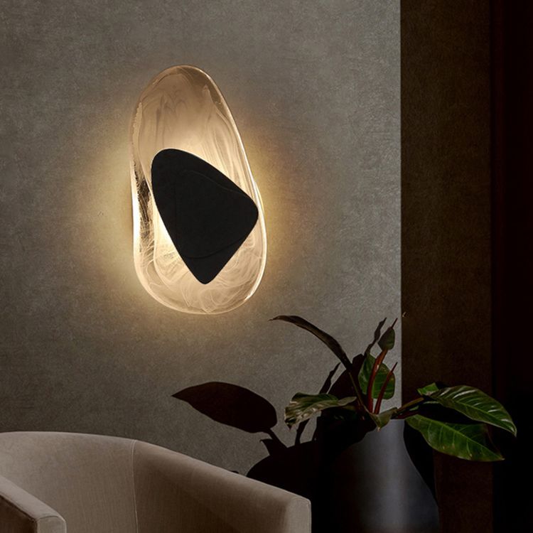 1-Light Wall Sconce Lighting Modern Style Ellipse Clear Crystal Wall Lamp in Black and Gold