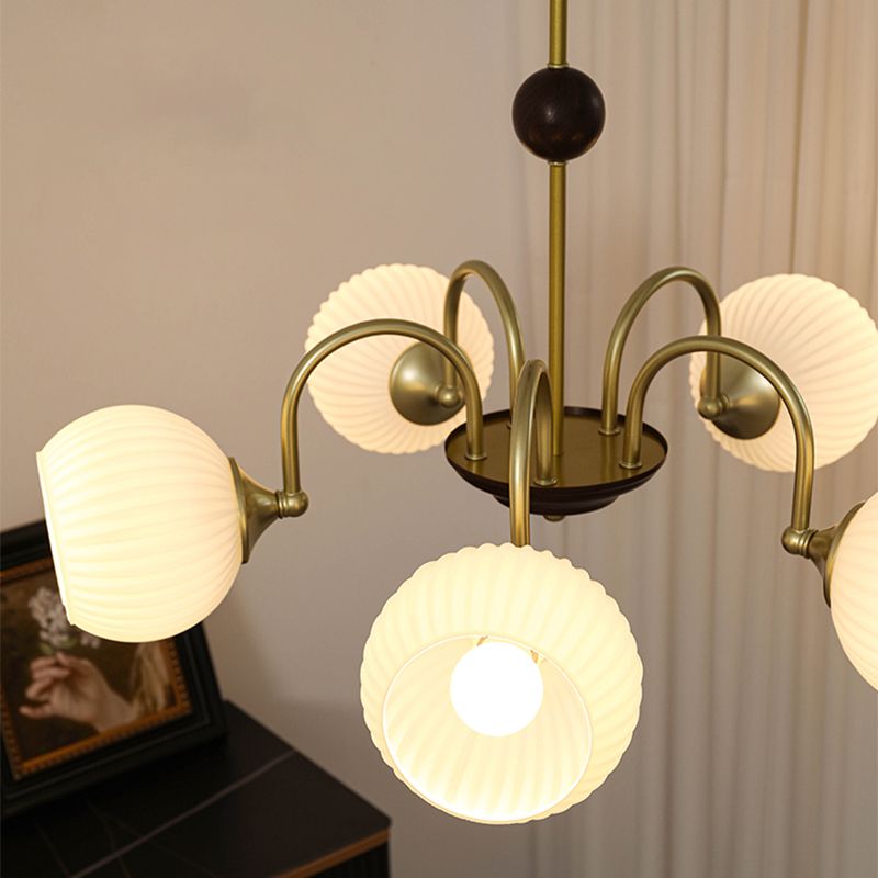 Tombra de tazón Ligera colgante Estilo moderno Candelera de vidrio blanco para sala de estar