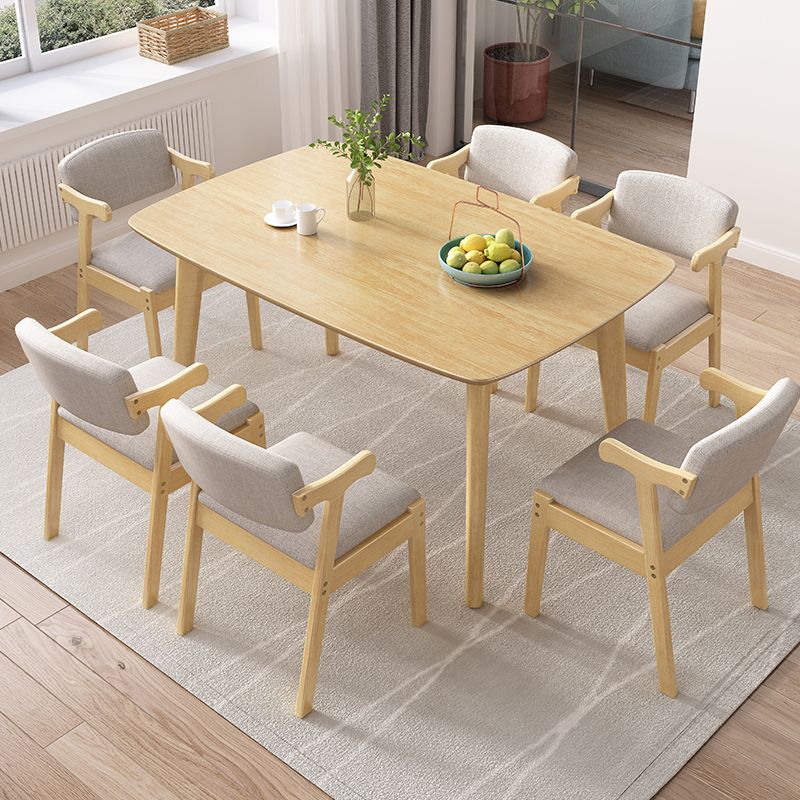 Minimalist Wooden Table Set for 4/6 with Rectangle Table Dining Set for Restaurant