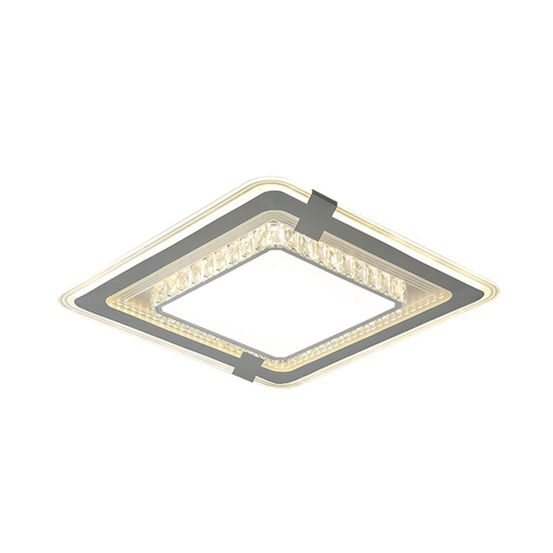 Metal Square Flushmount Lighting Minimalist LED Grey Flush Mount Halterung mit Crystal Block Detail