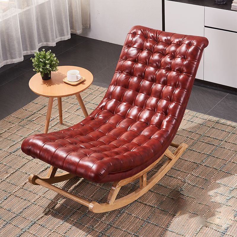 Indoor Leisure Chaise Chair Modern Wooden Upholstered Rocking Chair