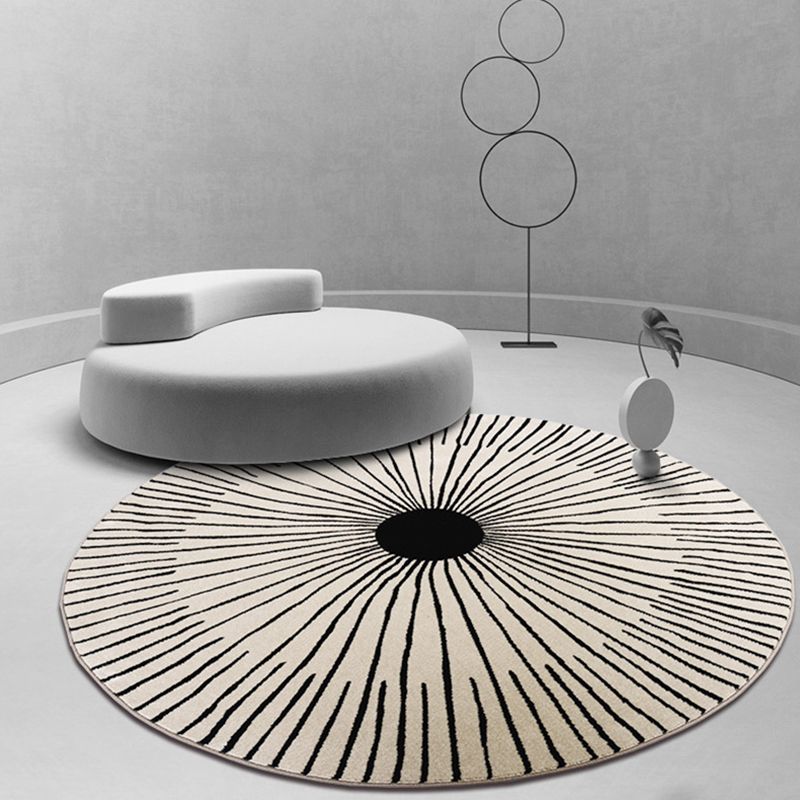 Gray Round Rug Polyester Area Rug Stain Resistant Carpet for Living Room