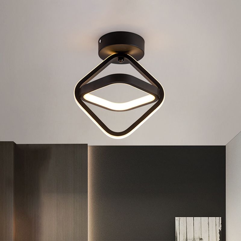 Acrylic 2-Square Frame Flushmount Simple LED Flush Mount Lighting in Black/Gold for Corridor, Warm/White Light