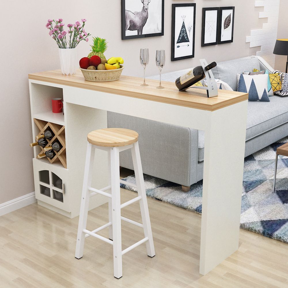 Contemporary Double Pedestal Rectangle Bar Table for Kitchen Dining Room