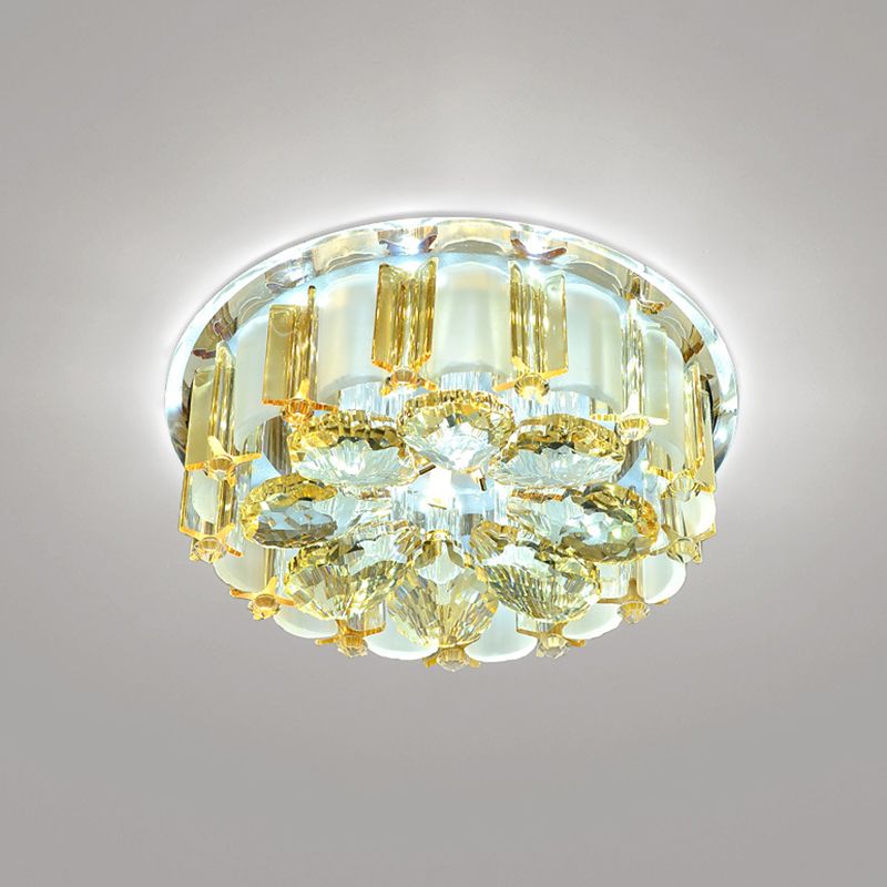 Lustre en cristal de style moderne Plafonnier LED luminaire, Ambre