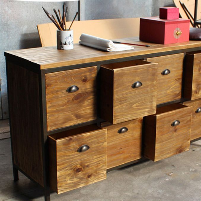 29.5" Tall Solid Wood Apothecary Accent Chest Rectangular Storage Cabinet with Drawers