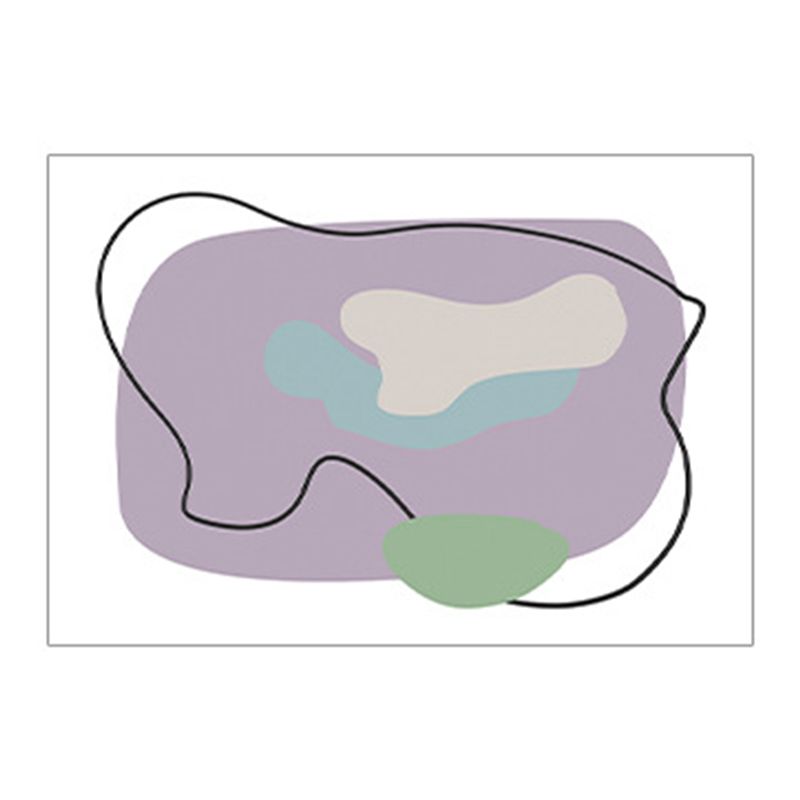 Purple Casual Rug Polyester Color Block Rug Drawing Rug for Living Room