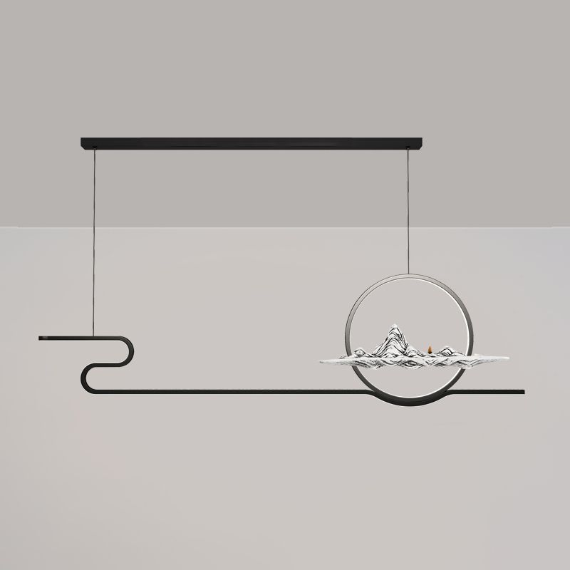 Linear de la iluminación de la isla Linencia colgante de 2 luces de metal moderno