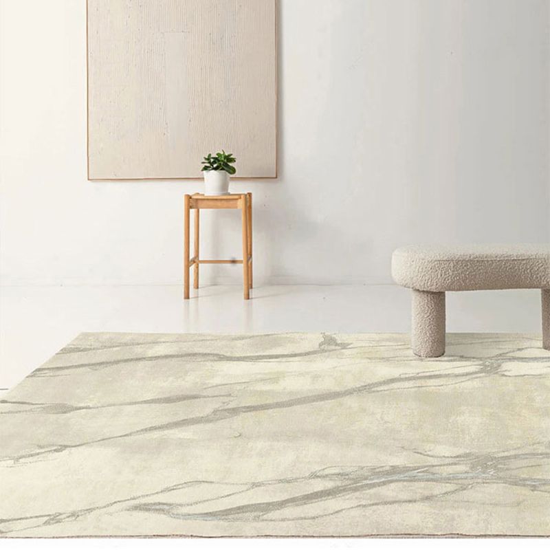 Tapis gris moderne Géométrique Imprimez en polyester tapis lavable antidérapant pour salon