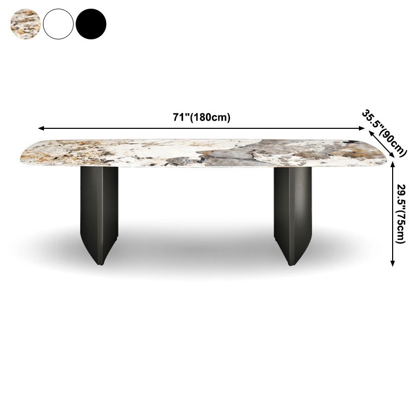 Table de salle à manger rectangulaire Simplicity Table en pierre frittée avec double piédestal