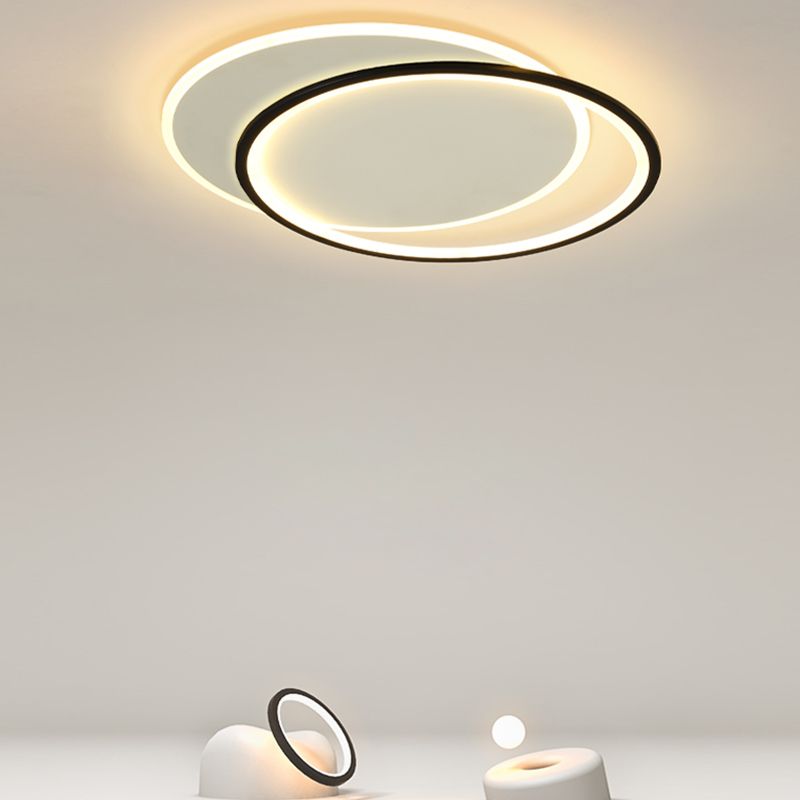 Black Circles Ceiling Light Fixture Minimalist LED Metal Ceiling Flush Mount