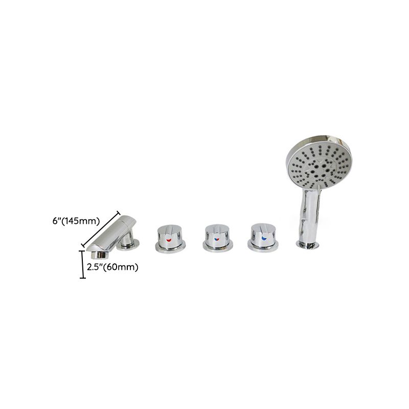 Deck Mounted Copper Roman Tub Faucet Low Arc Roman Tub Faucet Set in Chrome