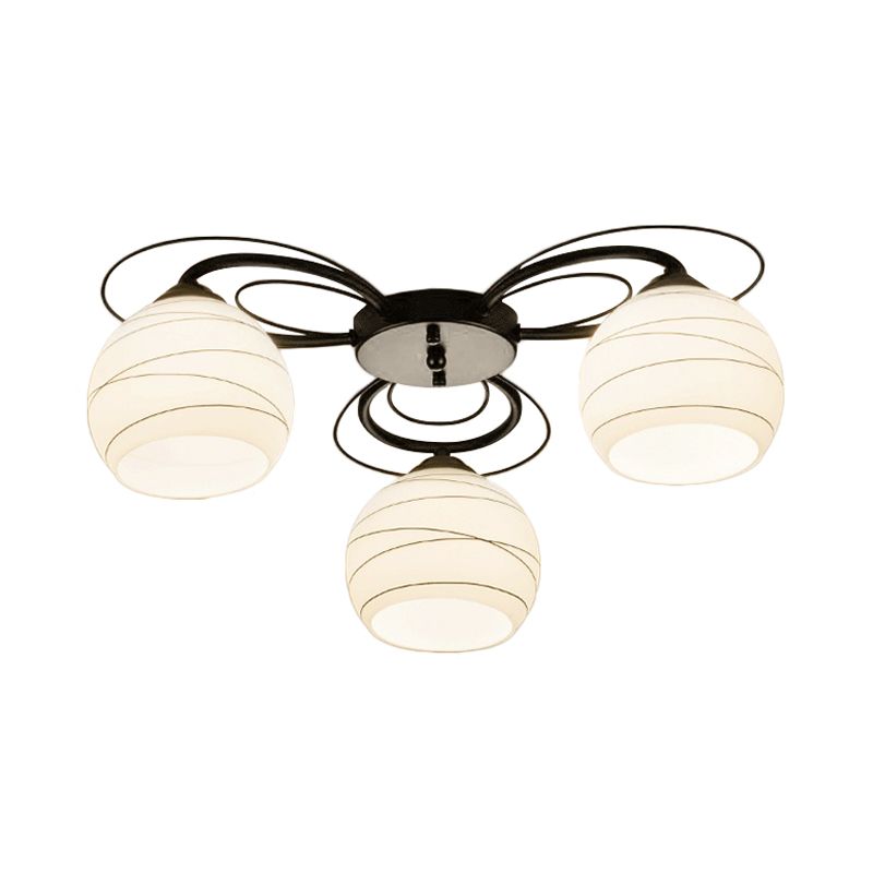 3/6/9 Lights Orb Flush Mount Lamp Traditional White Glass Flush Ceiling Light for Living Room