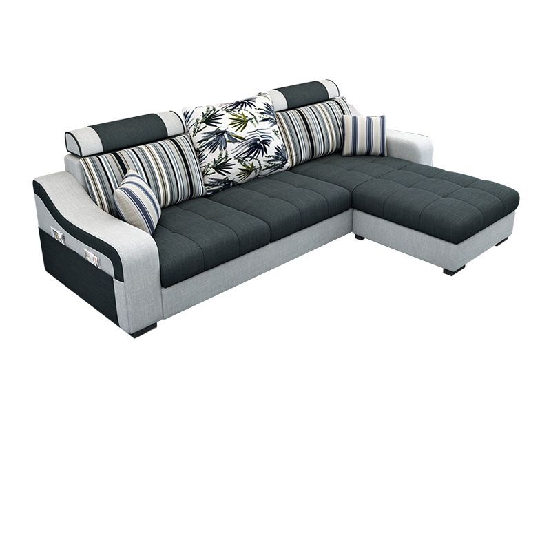 Sloped Arms Sectionals 106.3"D x 57"W High Back Sofa with Storage