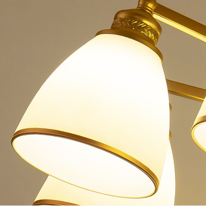 Gold Metal Chandelier Light Fixtures Traditional Multi-Head Hanging Pendant Lamps for Living Room