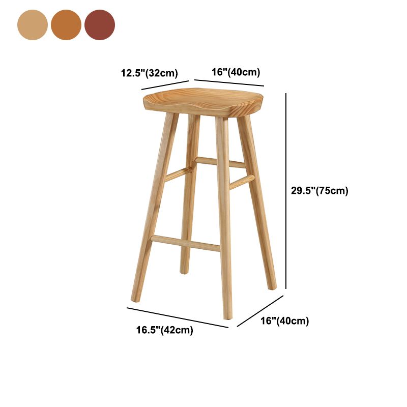 Modern Solid Wood Seat Barstool Coffee Shop Bar Stool with Pedal