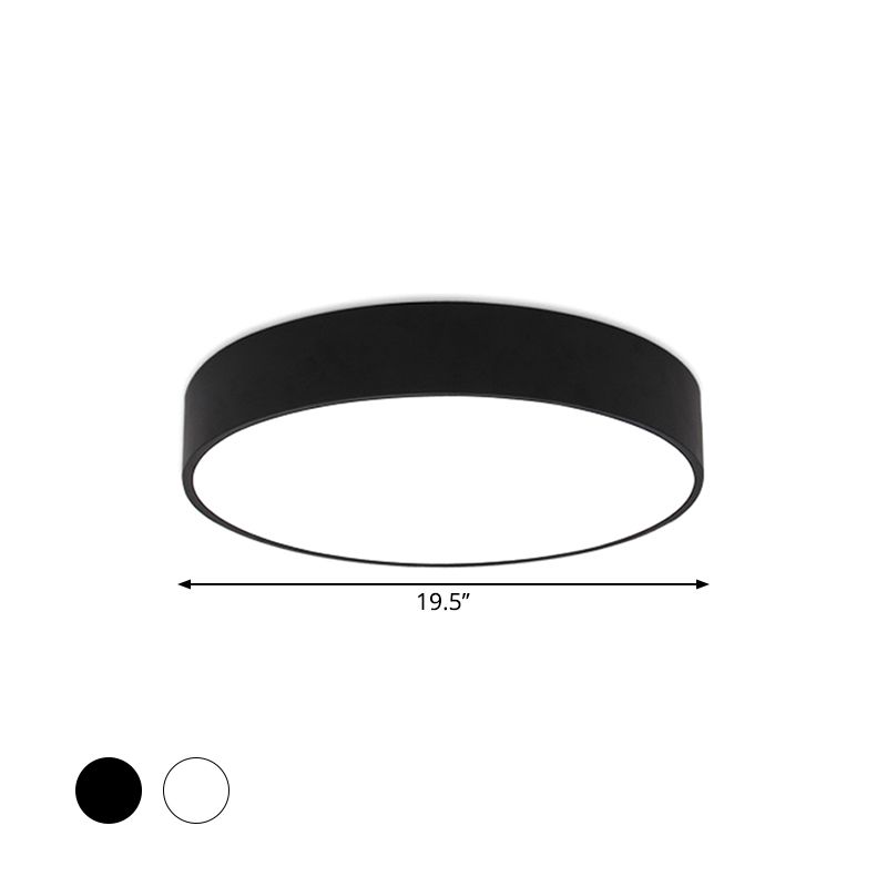 Lámpara empotrada redonda en blanco y negro, minimalista, 16"/23,5"/31,5" de diámetro, lámpara LED acrílica de montaje en techo