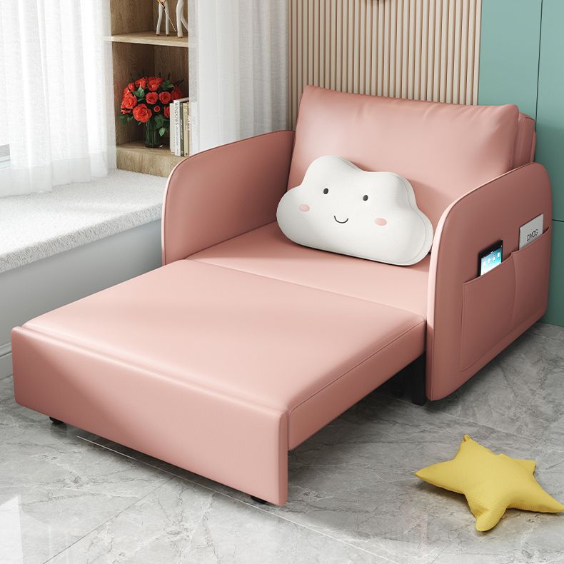 Faux leather Sleeper Sofa 32.28" Wide Pink Foldable Armless Sofa Bed