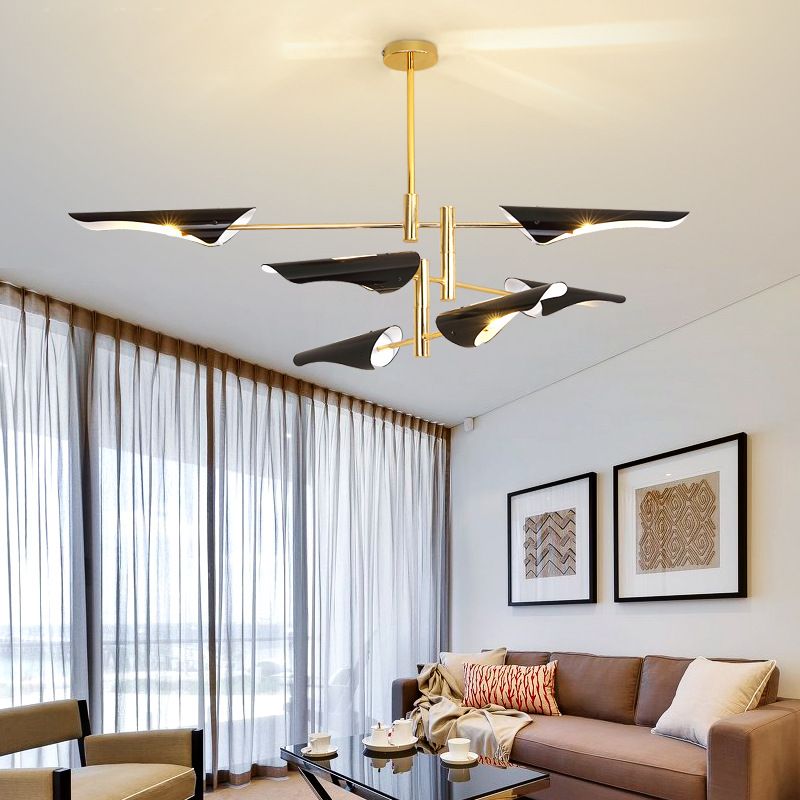 Black Hanging Lighting Fixtures Modern Metal Linear Pendant Lighting