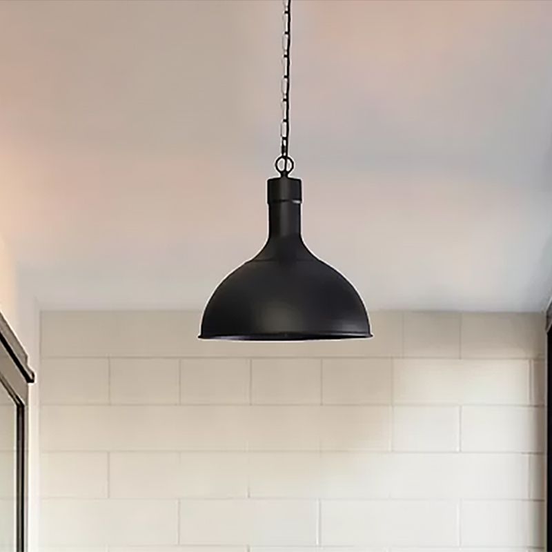 Luce a ciondolo in ottone/nero in metallo tonalità cupola 1 stile vintage in stile vintage lampada a soffitto appesa per balcone