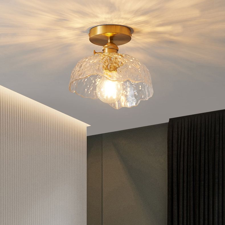 Modern Semi Flush Ceiling Light Fixture Nordic Style Glass Ceiling Flush Mount Lamp