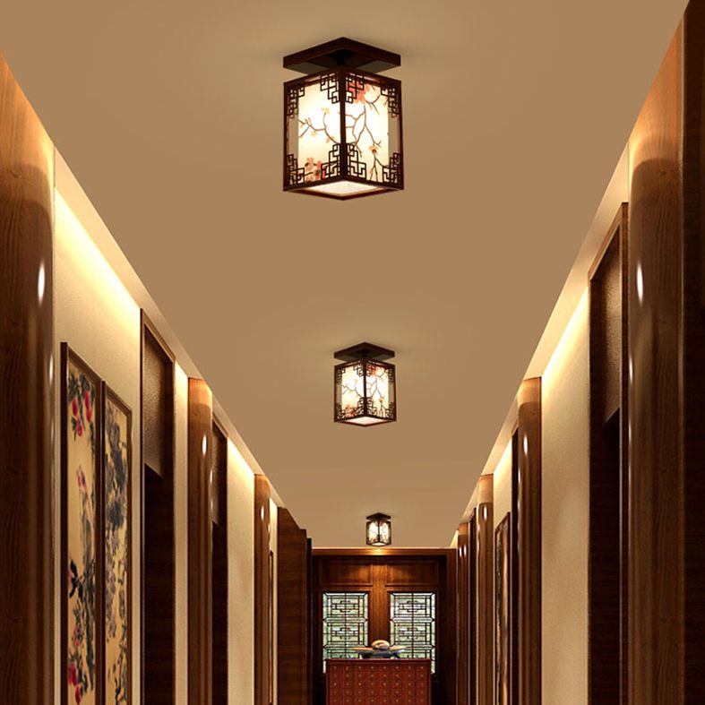 Fabric Close to Ceiling Lighting Rectangle Traditional Ceiling Flush Mount Light