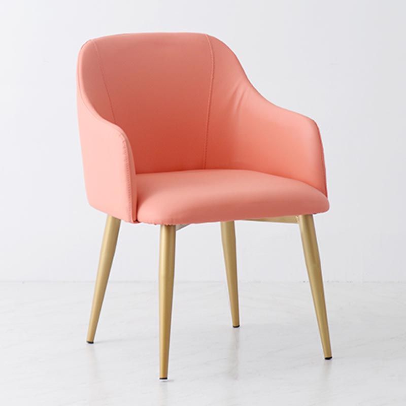 Upholstered Arm Chair Glam Dining Arm Chair with Gold Legs for Home