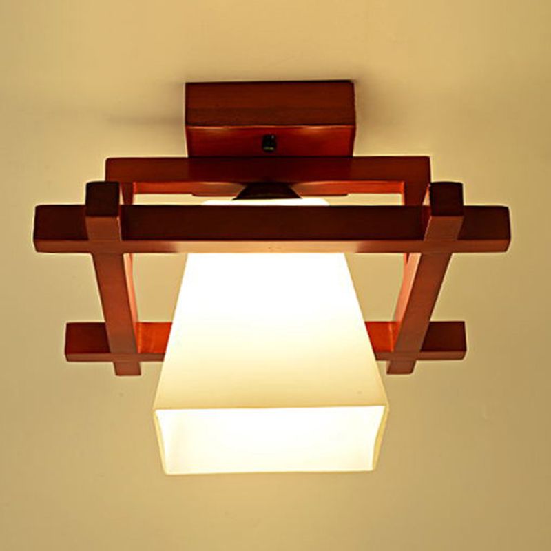 Gangpad semi-inbouw plafondarmatuur hout eenvoudige stijl plafondverlichting in bruin