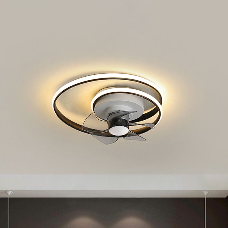 Einfacher Spiralkreis Lüfterbeleuchtung Acryl 18 "W LED Schlafzimmer Halbflush -Leuchte in Schwarz und Weiß/Schwarz und Gold, 5 Klingen