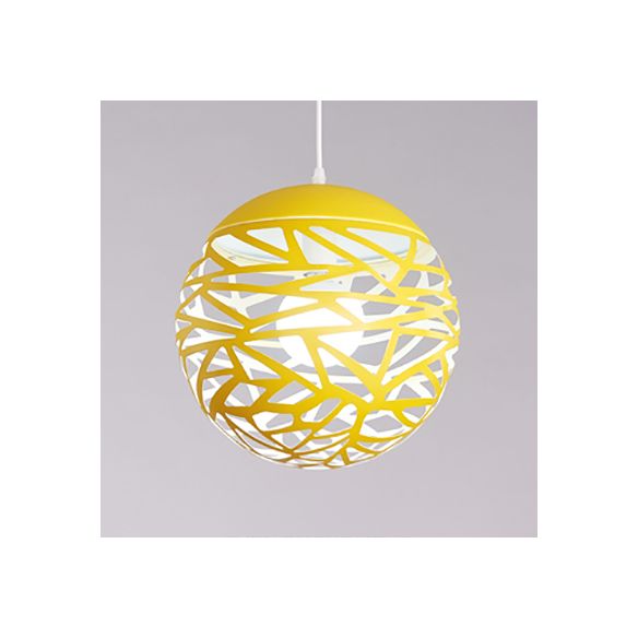 8"/12" W Stenciled Metal Shade Pendant Light Contemporary 1 Light Dining Room Hanging Light in Black/White