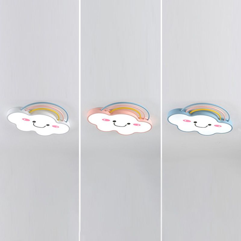 Cloud Pattern Flush Mount Light Acrylic Three color Light Fixture for Kid's Room