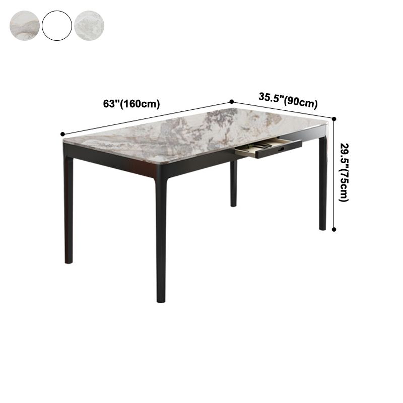 Rechteck dreifarbige Esstisch Sinterstein Tisch Vintage mit Schublade