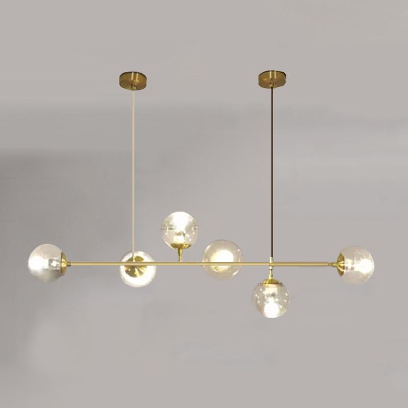 Linear Pendant Lighting Minimal Glass 6 Lights Chandelier Lighting in Black