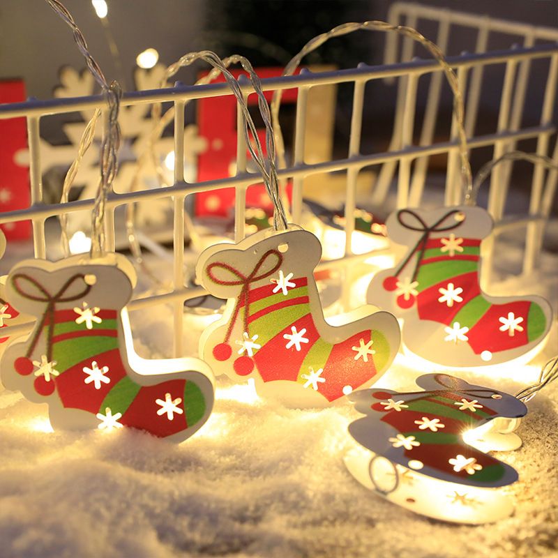 Cartoon Geometric Christmas Lighting Metal Living Room Bedroom LED String Light