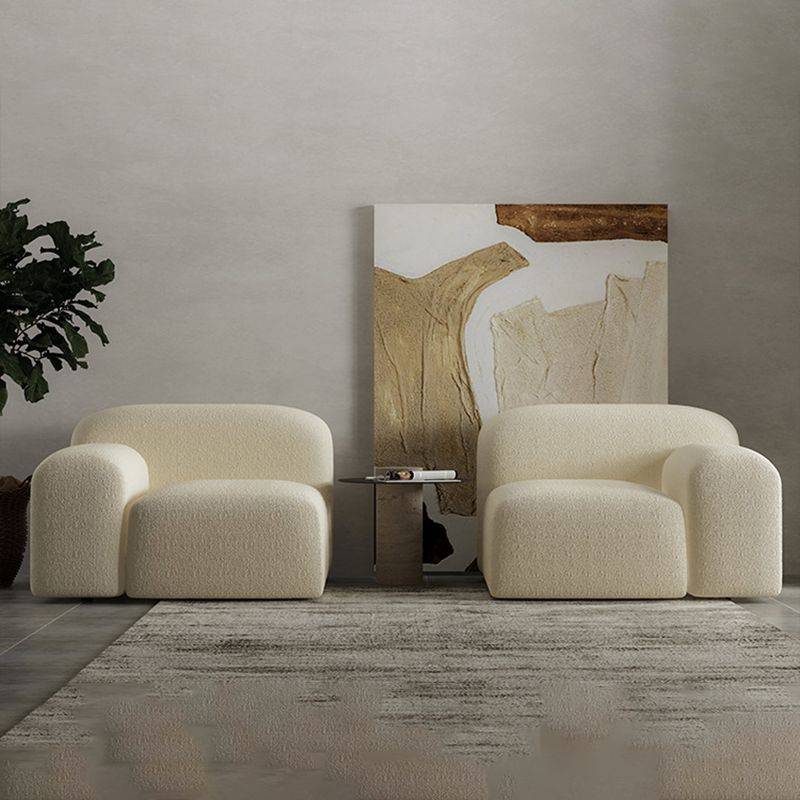 Contemporary Style Stationary Sofa Wool Rolled Arm Sofa in White
