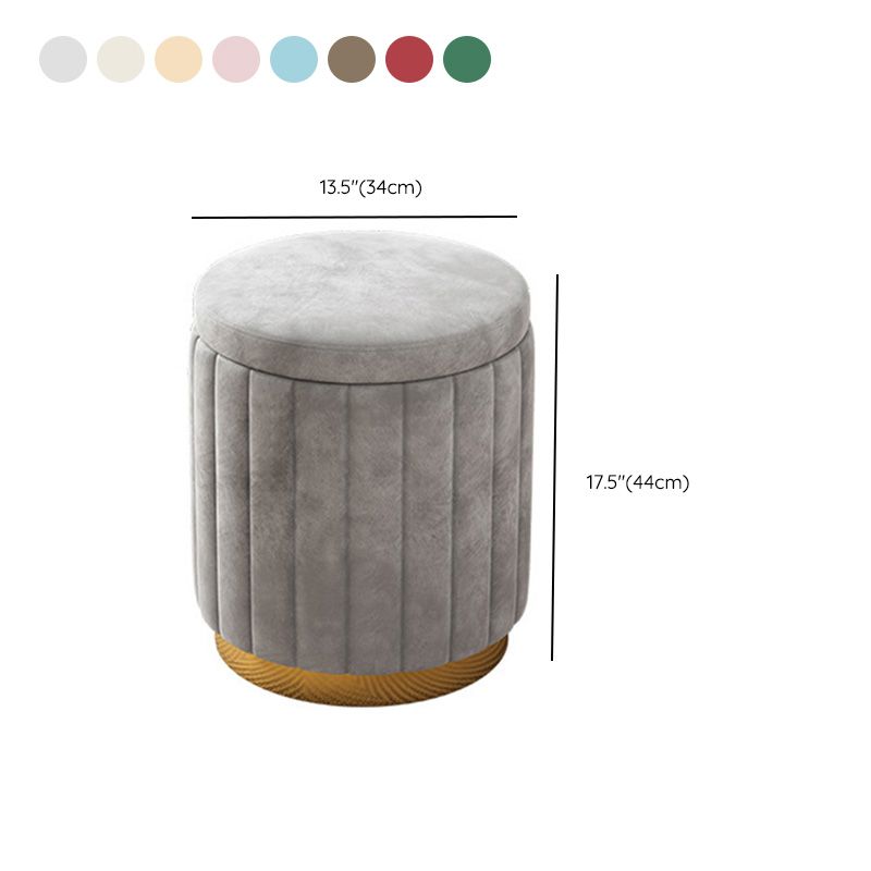 Velvet Ottoman Whole Colored Cylinder Shape Fade Resistant Ottoman with Storage