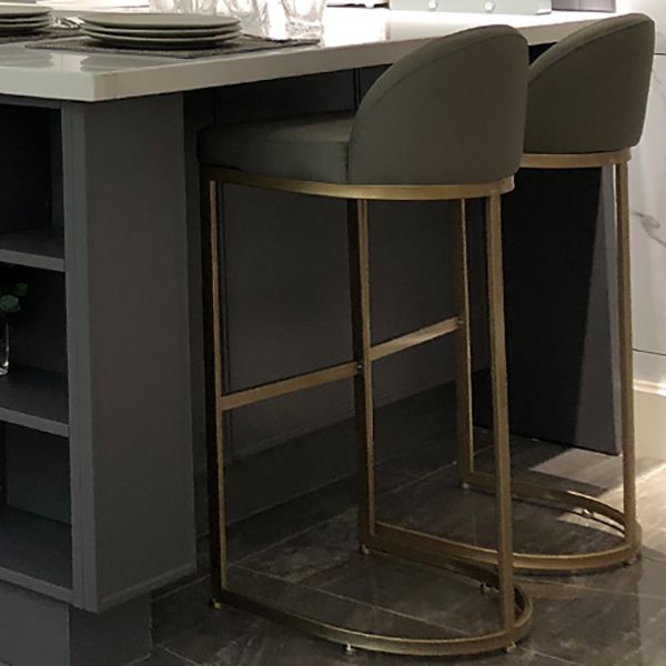 Glam Faux Leather Counter Height Stool Metal Bar Stool Bar Stool with Footrest