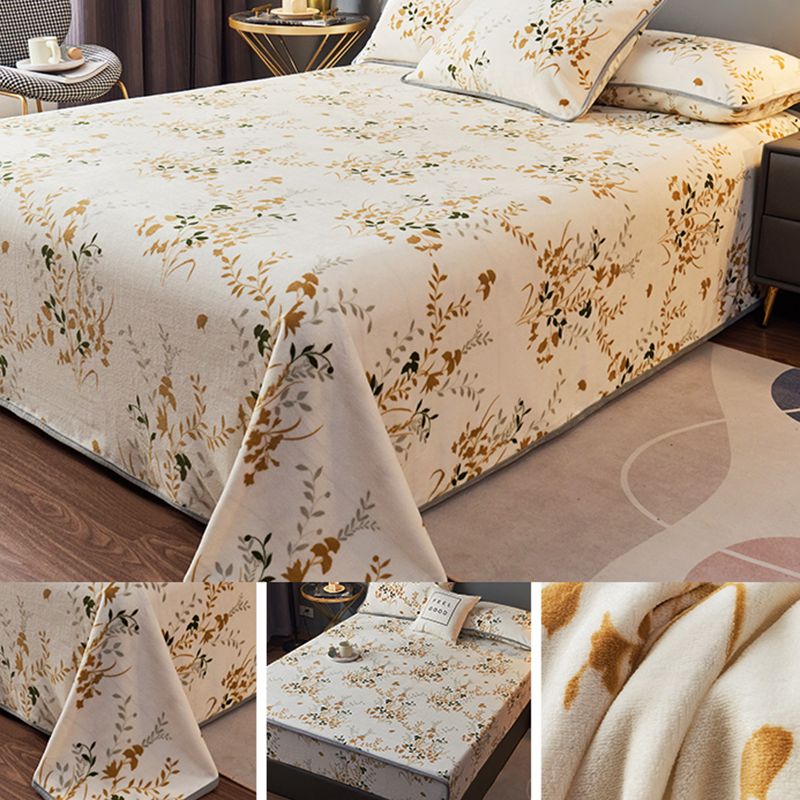 One Piece Sheet Printed Polyester Fade Resistant Breathable Flannel Bed Sheet