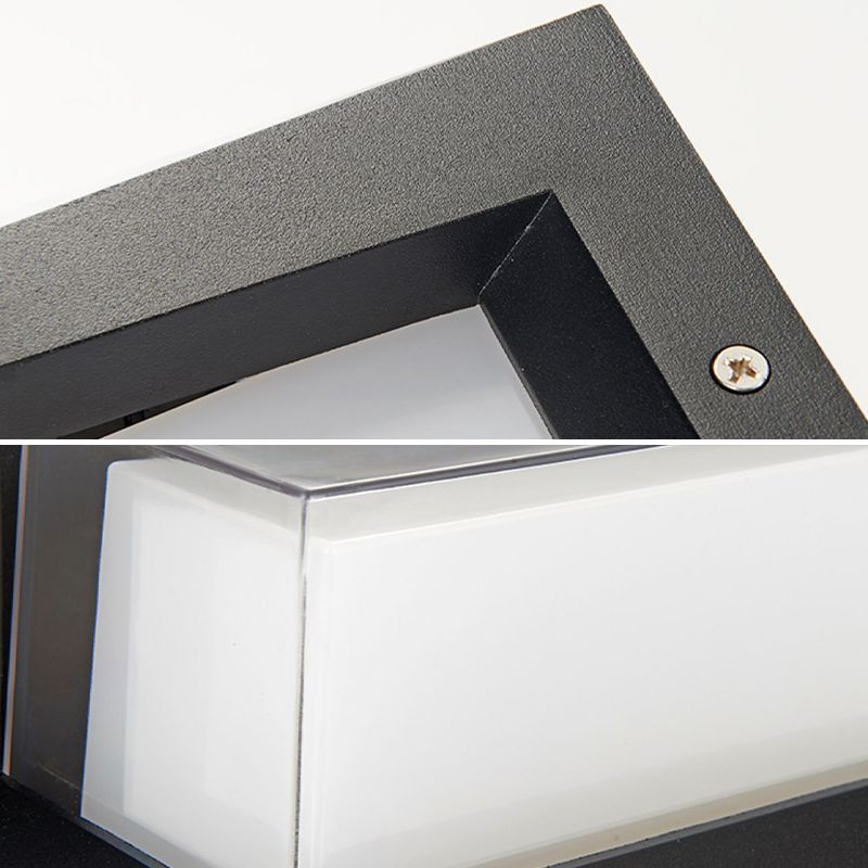 LED Modern Metal Wall Sconce Rectangle Shape Wall Light with Acrylic Shade for Courtyard