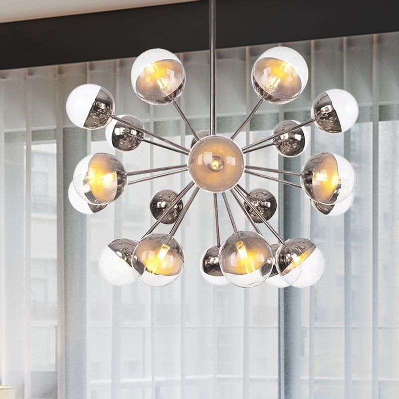 Semi-encastré Globe pour salle à manger, verre blanc/transparent/gris fumée, 9/12/15 lumières, luminaire semi-encastré contemporain en cuivre/chrome/or
