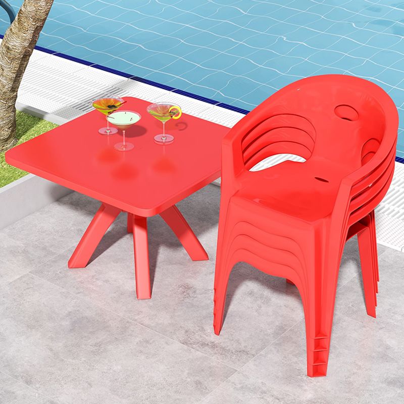 Modern Square Patio Dining Table 1/5 PCS Dining Set with Acrylic Chairs for Outdoors