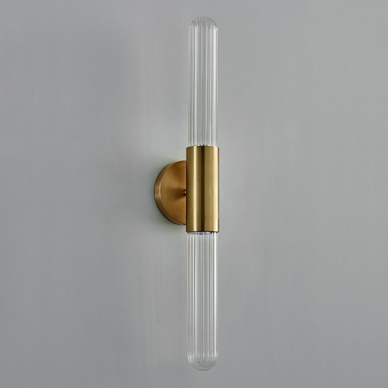 Media de mediados de siglo de lujo cilíndrico arriba y abajo de lámpara montada en la pared de vaso 2 luces de luz de luz aplastante