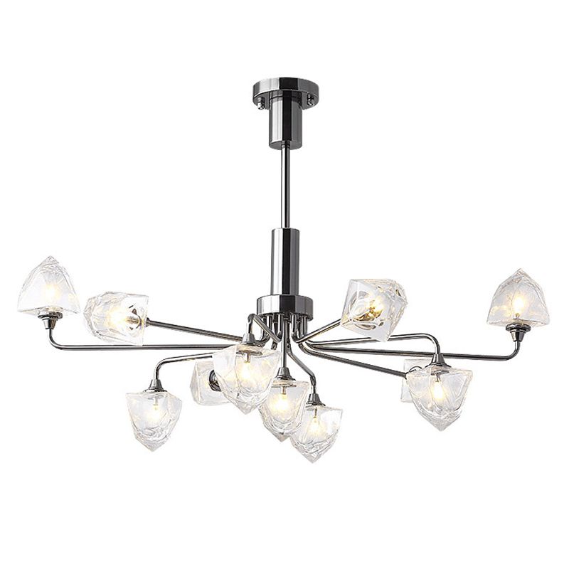 Modern Metal Hanging Chandelier Light Glass Shade Ceiling Chandelier in Sliver for Living Room