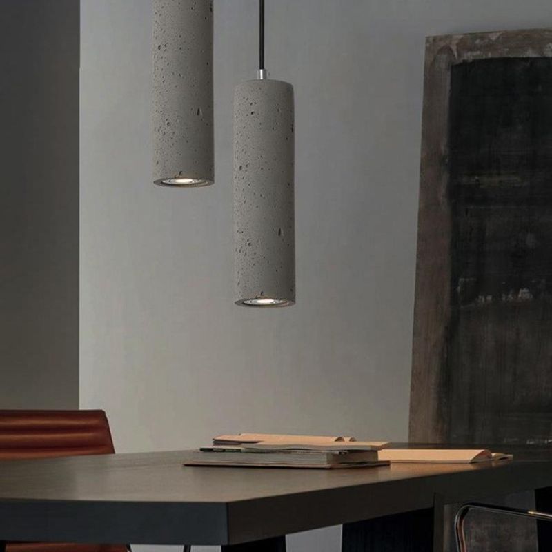 Modern Cylinder Pendant Ceiling Lights Cement 1 Light Pendant Lamp