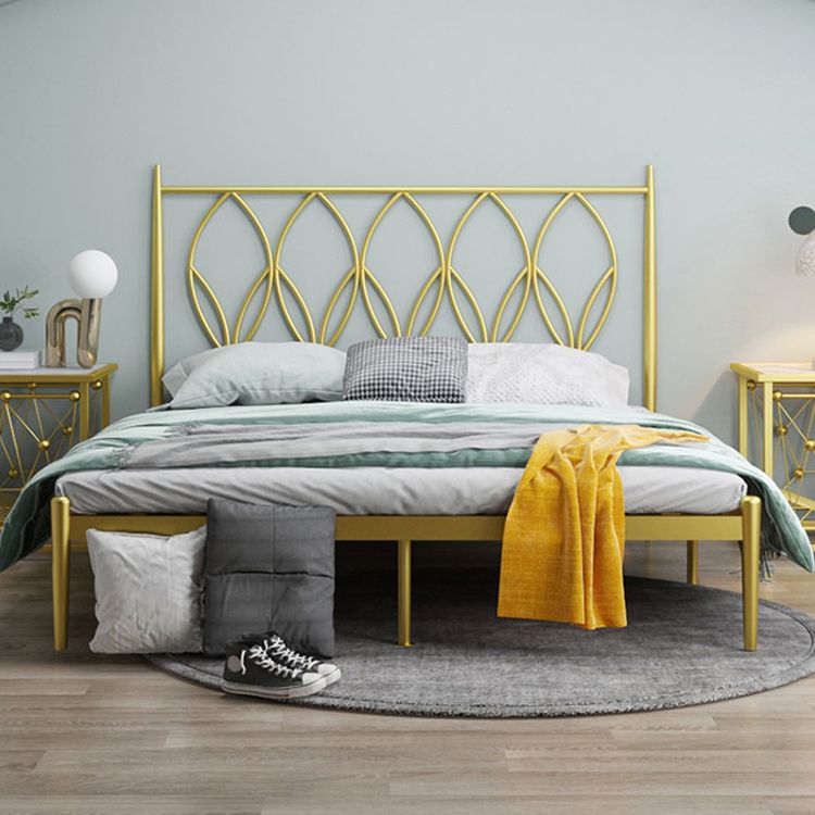 47" Tall Glam Open-Frame Bed Metal Standard Bed with Headboard